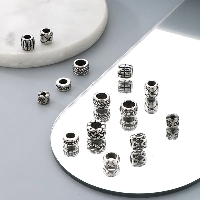 Stainless Steel Fashion Large Hole Cylindrical Positioning Bead Jewelry Accessories Bead