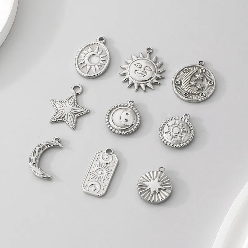 Stainless Steel Star Moon Shaped Jewelry Accessories Pendant DIY Material