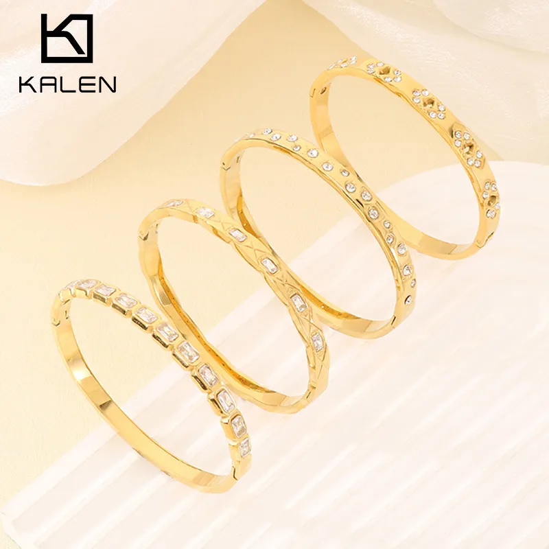 European and American Popular Fashion High-End Starry Stainless Steel Bracelet for Women 18K Gold Plated Bangles
