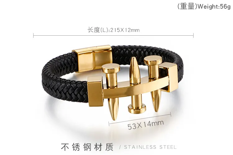 European and American Style Stainless Steel Nails Paired with Leather Bracelets and Jewelry