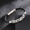 Trendy and Personalized Stainless Steel Cowhide Woven Chain Men's Leather Bracelet