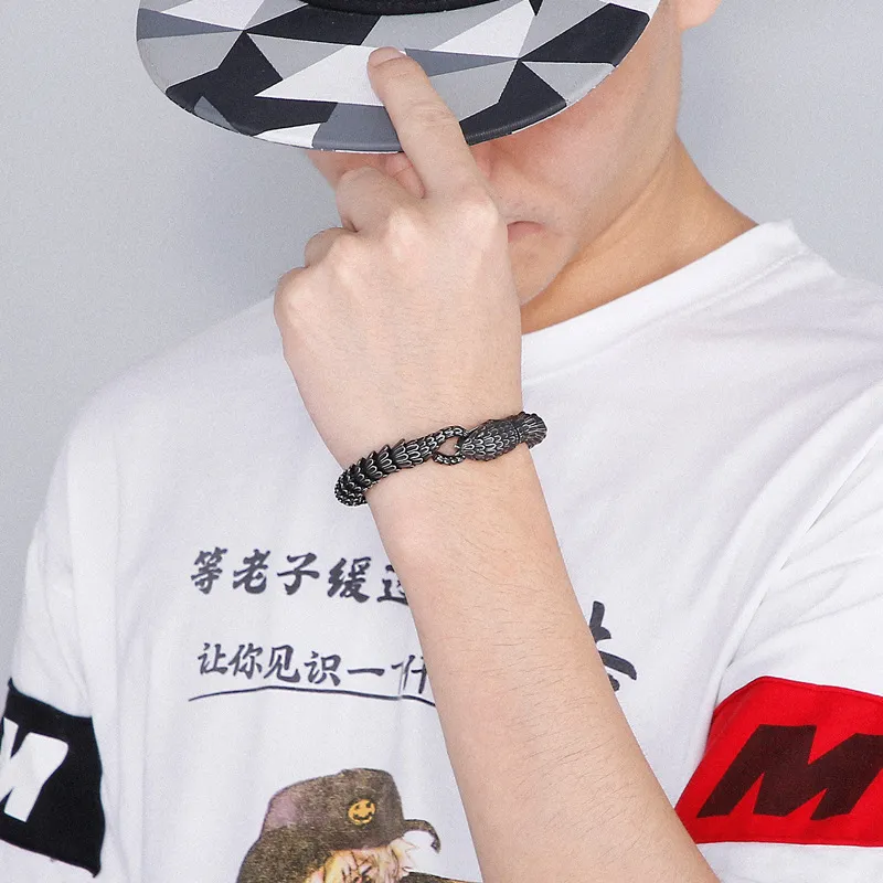 Men's Stainless Steel Cast Snake Shaped Bracelet Punk Style Jewelry
