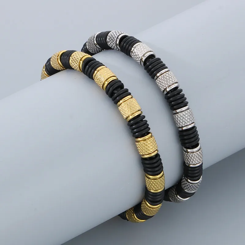 European and American Style Stainless Steel Men's Leather Bracelet Fashion Jewelry