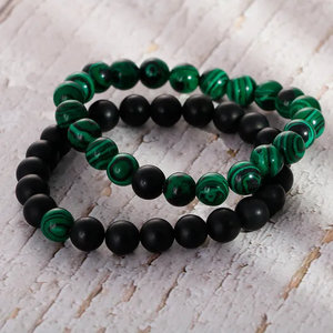 Retro Matte Natural Onyx Unisex Jewelry Flexible Beaded Bracelet