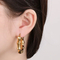 Fashion Stainless Steel U-Shaped Bamboo Hollow Earrings Personalized 18K Vacuum Gold-Plated Earrings