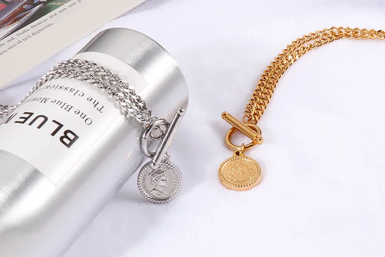 European American Queen Coin Necklace Personalized Fashionable Gold Clavicle Chain Women Wholesale