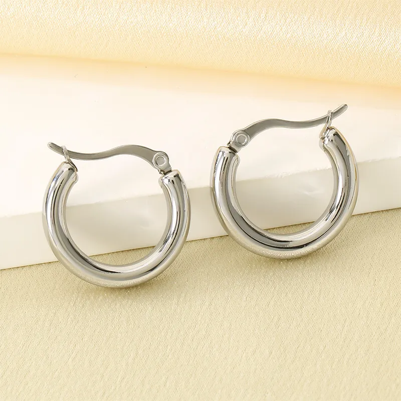 Simple Circle Versatile Earrings Female Ins Geometric Smooth Stainless Steel Earrings Jewelry