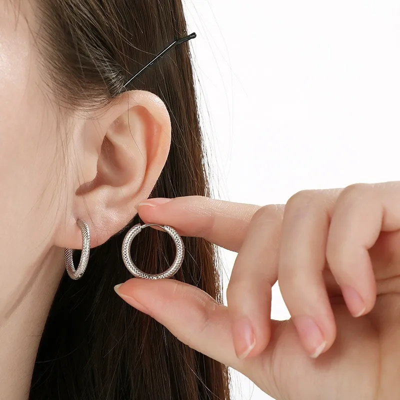 Fashion Stainless Steel Creative Dragon Pattern Embossed Circle Earrings Jewelry Wholesale