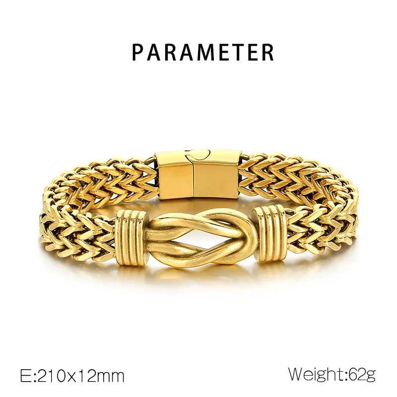Fashion Stainless Steel Woven Keel Bracelet Boys Personality Hip Hop Retro Fried Dough Twists Knot Bracelet