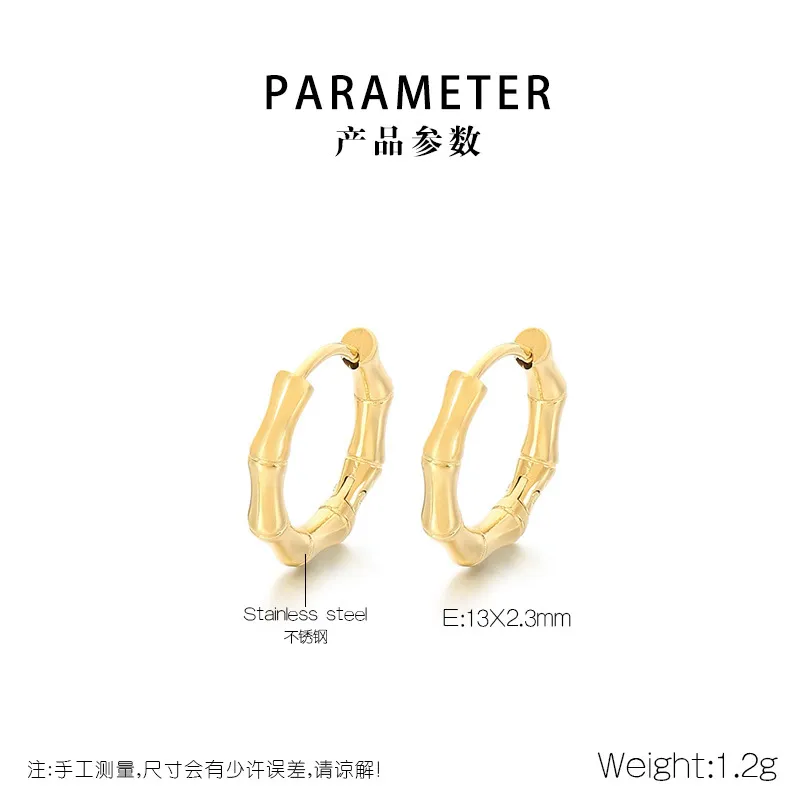 Bamboo Joint Stainless Steel Earrings Twist Hoop Earrings Minimalist Unisex Daily Jewelry