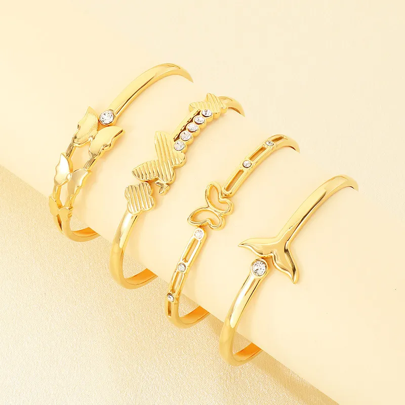 Stainless Steel Bangle with Butterfly Element Jewelry Suitable for Daily Wear