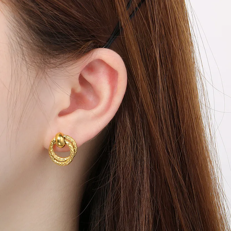 Modern Elegant Stud Earrings with Unique Double-Hoop Style