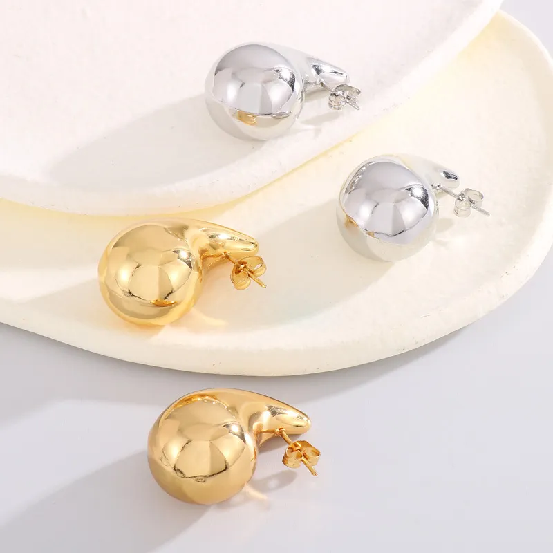 Stylish and Sophisticated Chubby Teardrop Earrings Stainless Steel Hollow Earrings
