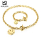 Stainless Steel Exaggerated Personality Creative Smiling Face Ot Buckle Bracelet Necklace Set for Women's Jewelry
