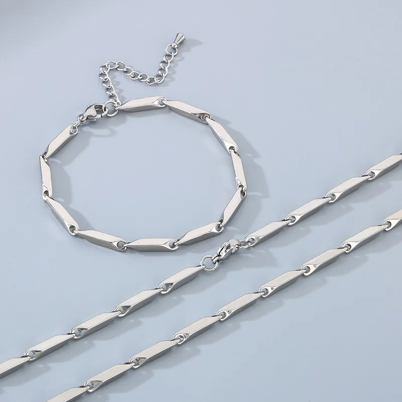 Simple Stainless Steel Geometric Sunflower Seed Chain Fashionable Colorful Bracelet&Necklace Accessories
