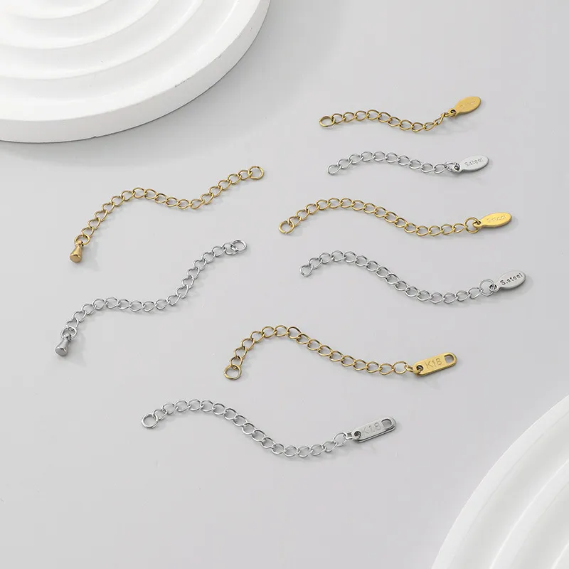 Stainless Steel Extension Chain Tail Chain Open Ring Lobster Clasp Bracelet Necklace DIY Jewelry Accessories