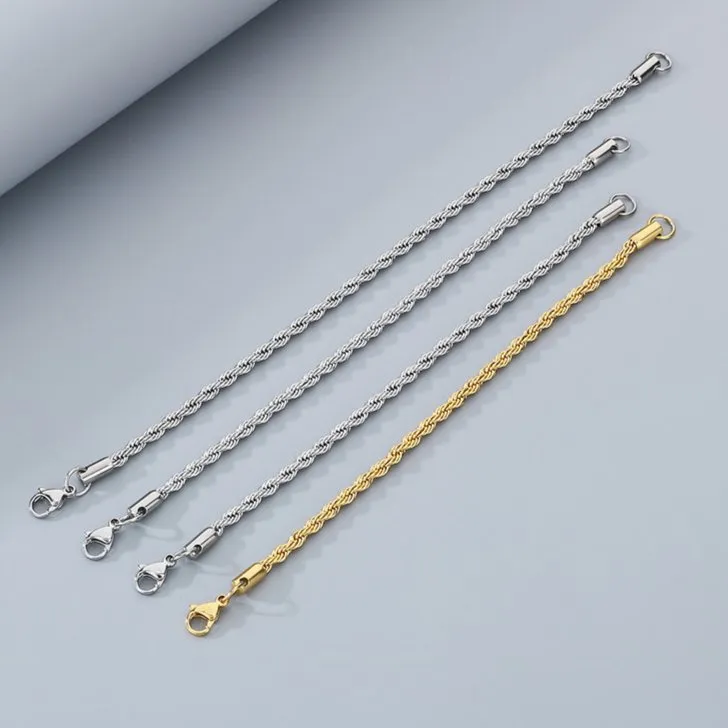 Durable Twisted Stainless Steel Chain Bracelet for Men