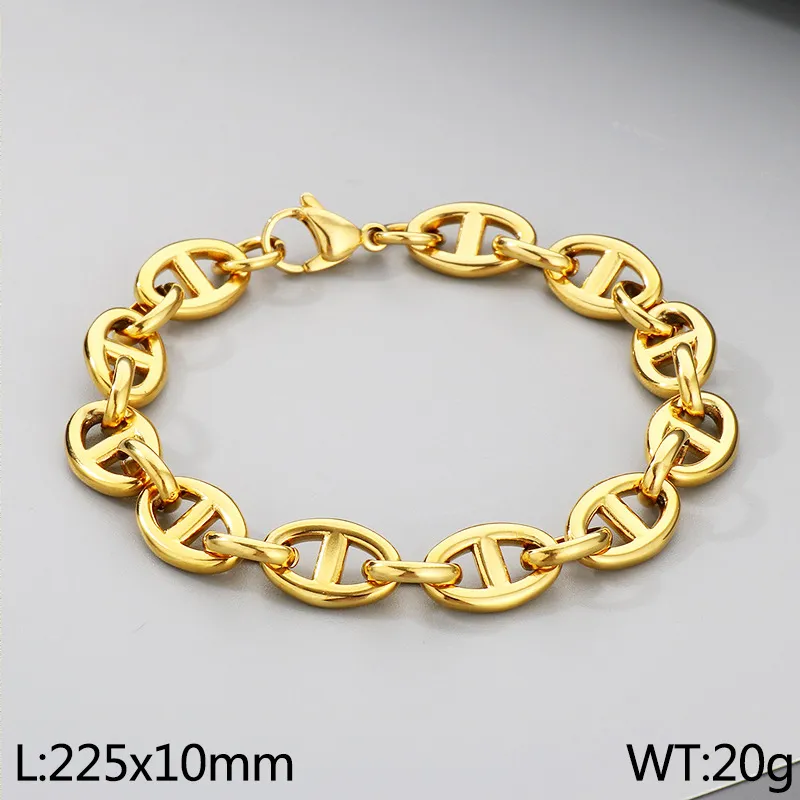 Trendy and Personalized Stainless Steel Oval Pig Nose Japanese Chain Unisex Bracelet