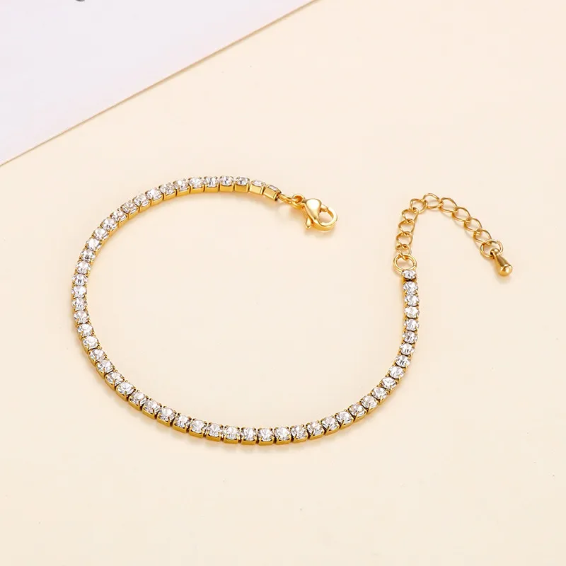 Stainless Steel Trendy Fashion Temperament Personalized Single Circle Zircon Full Diamond Bracelet Necklace for Women