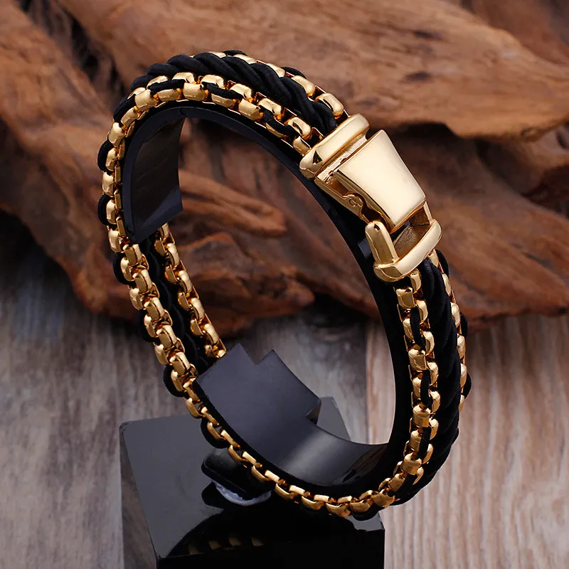 Popular Nylon Rope Weaving Bracelet Fashion Stainless Steel Chain Weaving Men's Stainless Steel Jewelry Wholesale