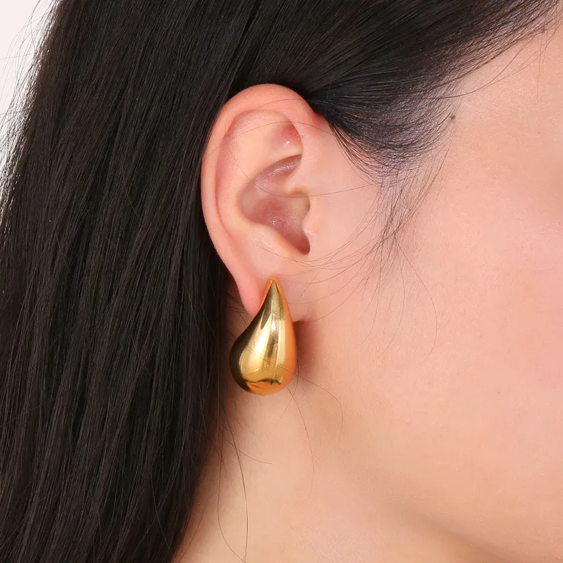 Gold Zircon Popular Daily Stainless Steel Double Gold Stud Earrings for Women