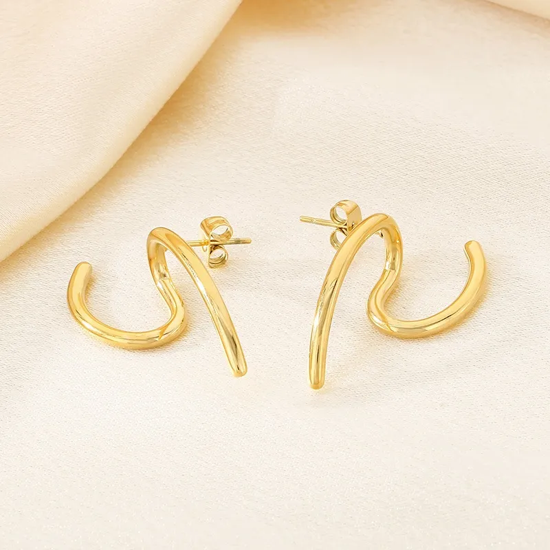 Fashionable Stainless Steel Multi Style Hollow Geometric Irregular Temperament Girl Earrings Jewelry Wholesale