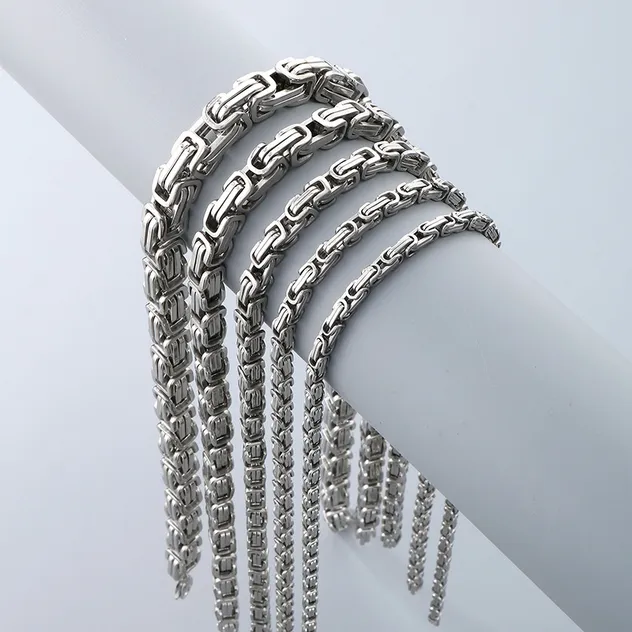 Hip-Hop Domineering Motorcycle Chain Men's Byzantine Circular Chain Stainless Steel Necklace