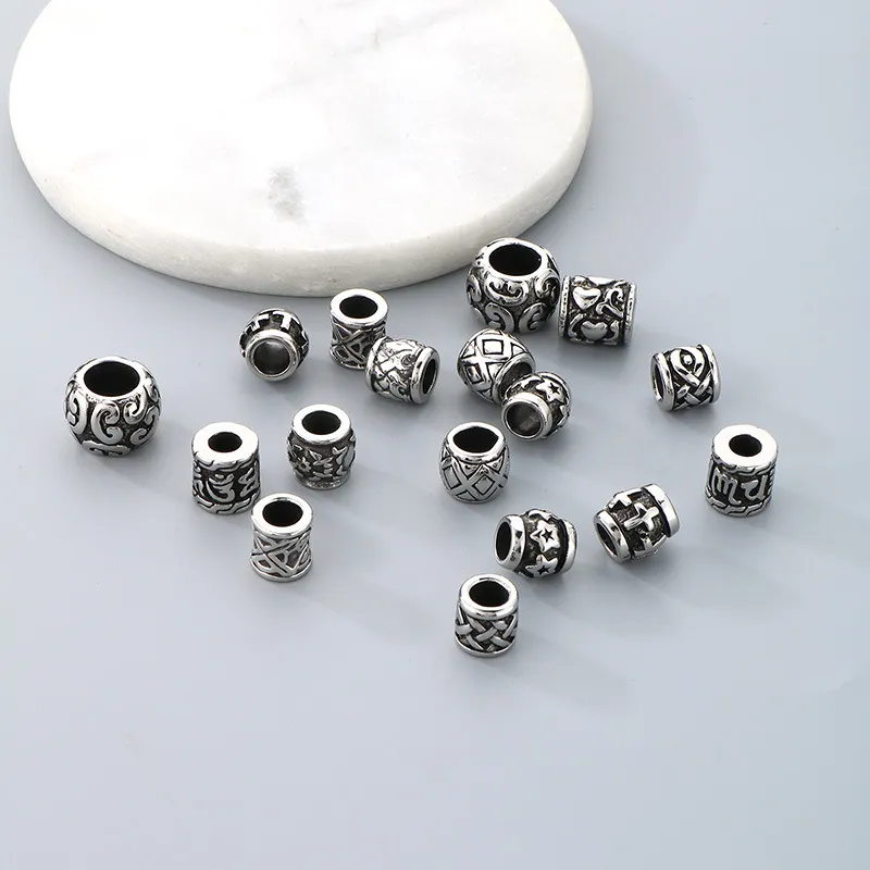 Stainless Steel Jewelry Barrel Bead Accessories Large Hole Bracelet Spacer Beads