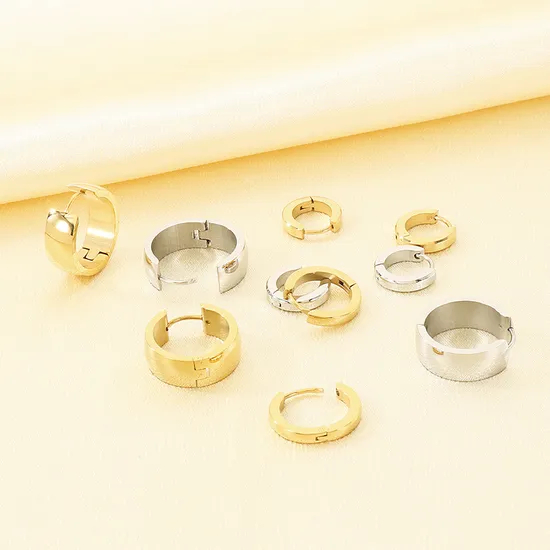 Minimalist Smooth Stainless Steel Huggie Stud Earrings Versatile Trendy Unisex Daily Jewelry