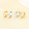 Korean Japanese Smooth Shell Inlaid Flat Stainless Steel Huggie Earrings Trendy Elegant Earrings Wholesale