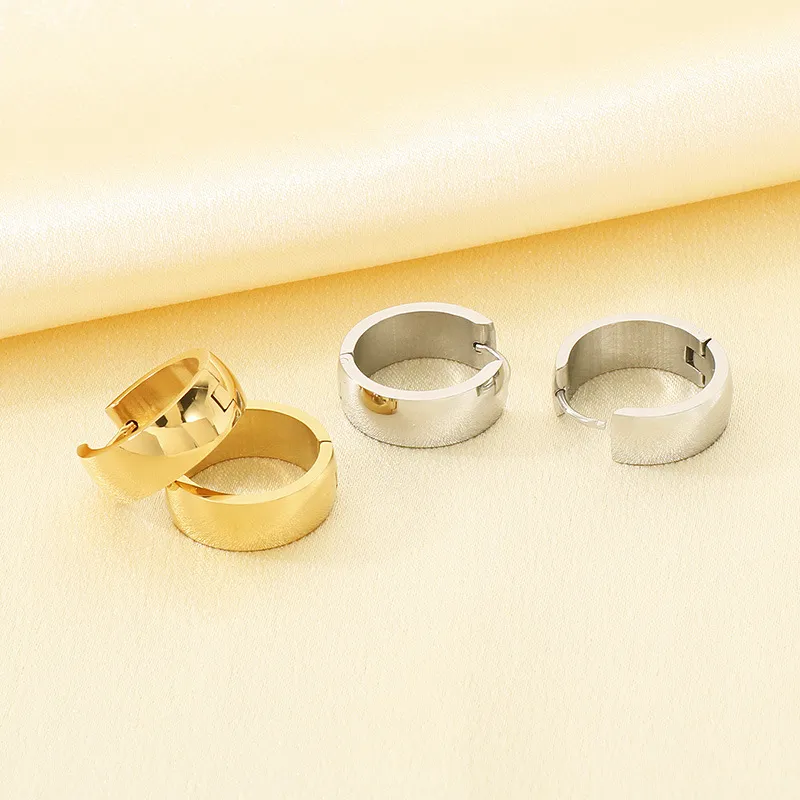 Minimalist Smooth Stainless Steel Huggie Stud Earrings Versatile Trendy Unisex Daily Jewelry