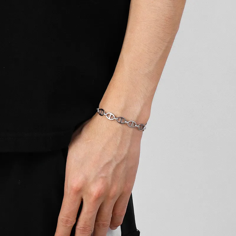 Minimalist Stainless Steel Pig Nose Chain Bracelet Necklace Ot Clasp Stainless Steel Jewelry