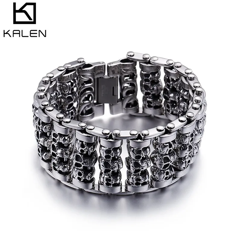 New Kalen Men's Bracelet Skull Punk Personality Jewelry Trendy Fashion Bracelet