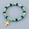 Bohemian Ins Style Colorful Turquoise Men's and Women's Bead Bracelets, Niche Design, Personalized Cross Titanium Steel Bracelet