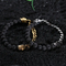 Fashion Punk Stainless Steel Skeleton Buddhist Volcanic Rock Beaded Bracelet