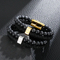 Trendy Men's Turquoise Stainless Steel Bangle Religious Cross Leather Bracelet
