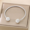 Fashion Round White Clay Full Rhinestone Open Wire Woven Stainless Steel Bangle