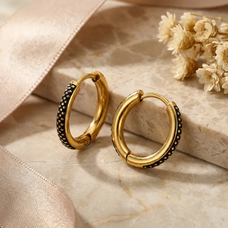 Fashionable Round Stainless Steel 18K Gold-Plated Earrings and Accessories Wholesale