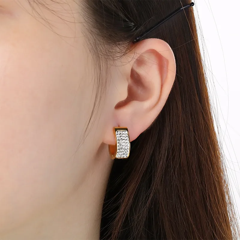 Stainless Steel Rhinestone Earrings Suitable for Daily Wear
