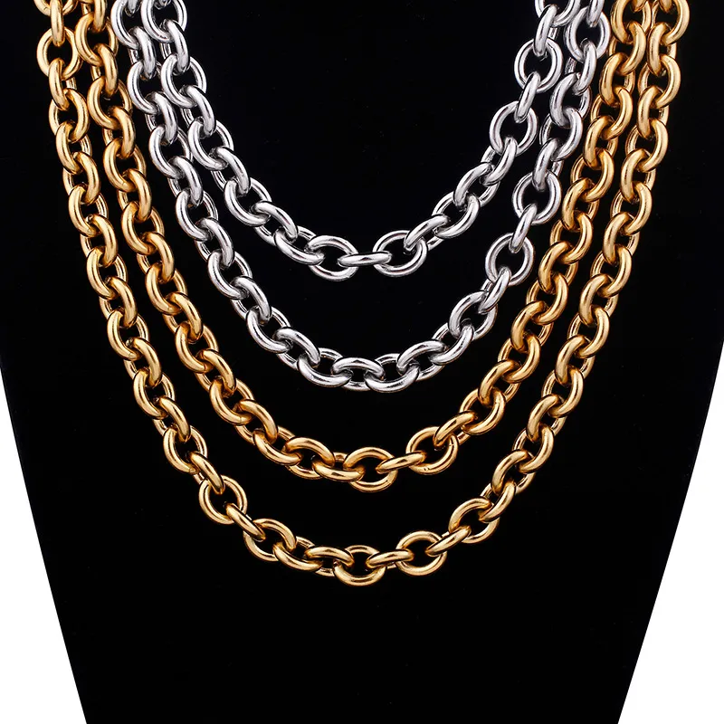 9.5mm Big Chains Stainless Steel O-Chain Clavicle Necklace Sets