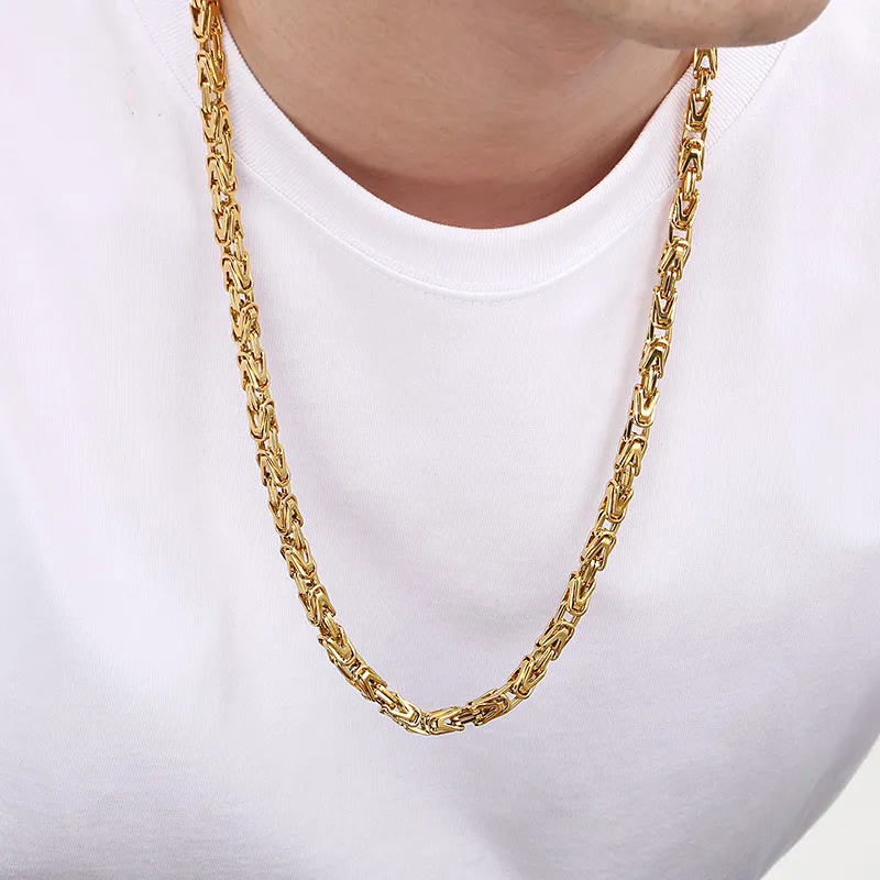 Hip Hop Street Fashion Stainless Steel Front and Back Chain Splicing Emperor Chain Charm Men's Bracelet&Necklace