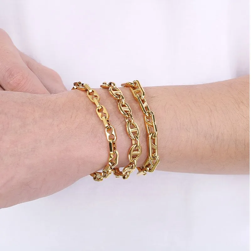 Minimalist Ins Style Stainless Steel Multi Style Pig Nose Chain Unisex Bracelet