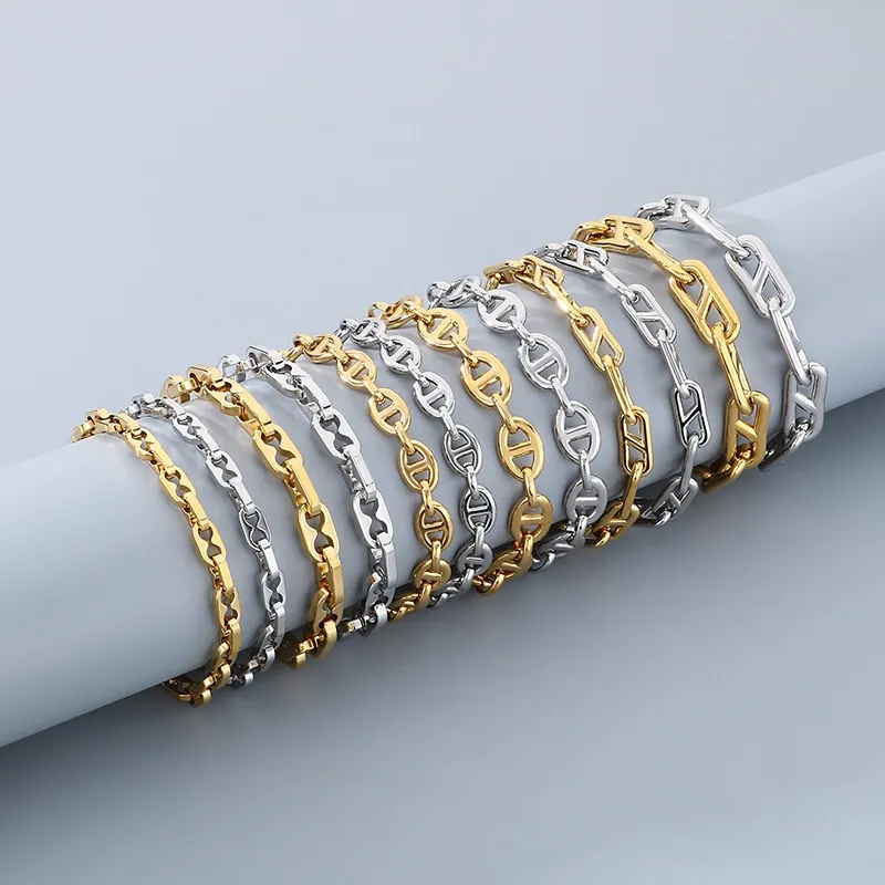 Minimalist Ins Style Stainless Steel Multi Style Pig Nose Chain Unisex Bracelet