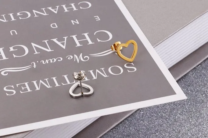 Trendy Women's Stainless Steel Heart-Shaped Stud Earrings for Wholesale