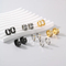 Simple and Personalized Diamond Studded C-Shaped Earrings, Hip Hop Versatile Stainless Steel Jewelry