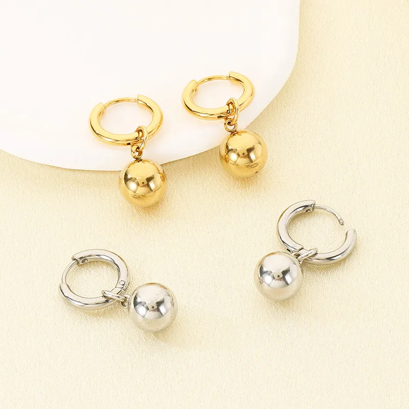 High Quality Stainless Steel Small Round Ball Temperament Women's Earrings Jewelry Wholesale