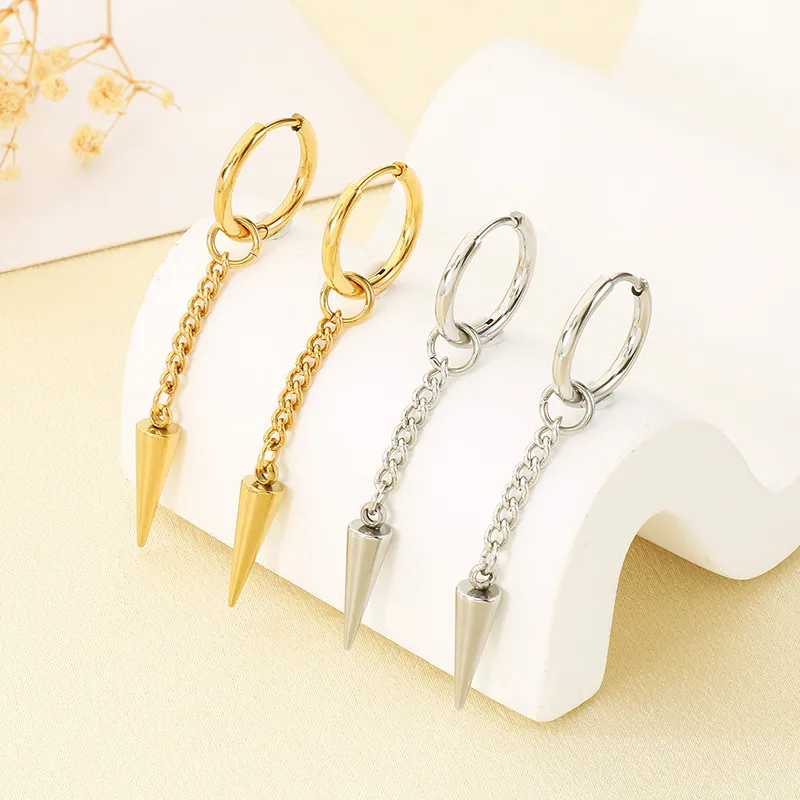 Kalen New Neutral Stainless Steel Chain Cone Pendant Earrings Jewelry Wholesale