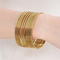 18K Vacuum Gold Plated 2mm Wide Square Wire Stainless Steel Stackable Bracelet