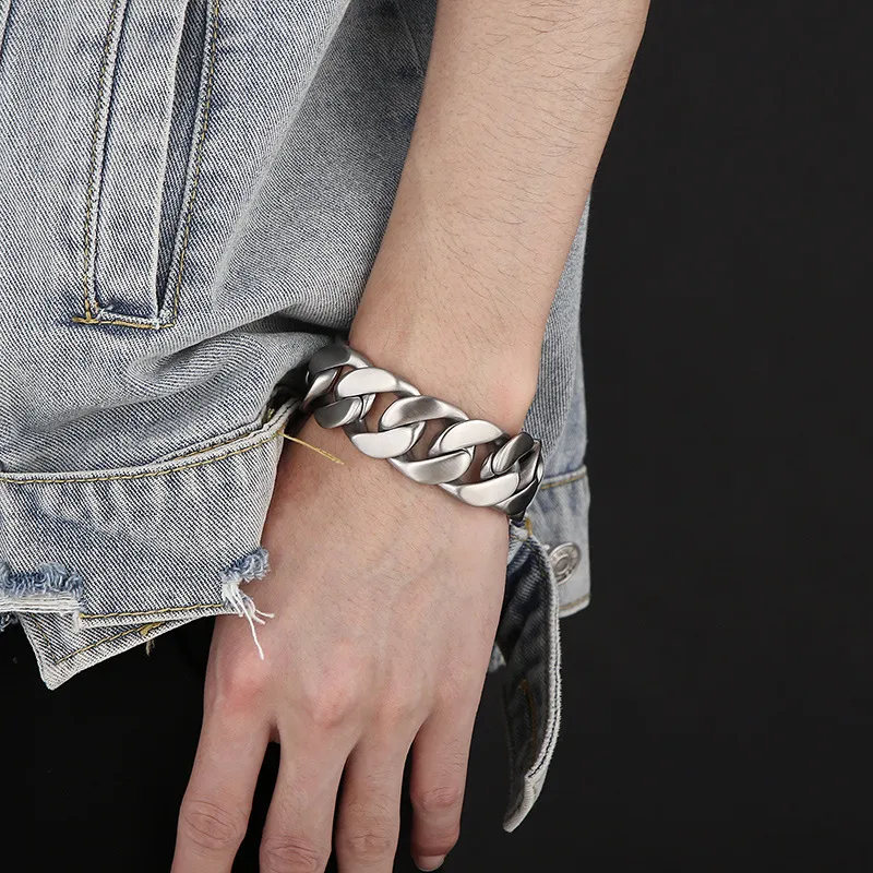 Fashion Multi-Color Minimalist Retro Stainless Steel Men's Thick Cuban Bracelet