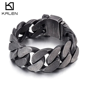Fashion Multi-Color Minimalist Retro Stainless Steel Men's Thick Cuban Bracelet